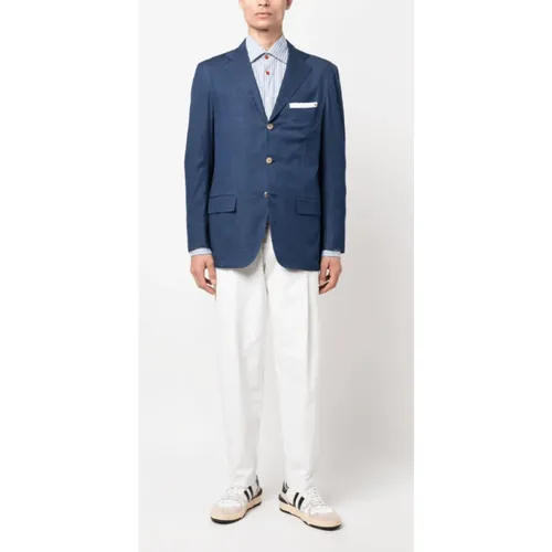 Kiton - Jackets > Blazers - Blue - Kiton - Modalova