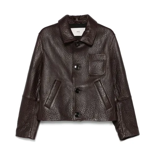 Jackets > Leather Jackets - - Ami Paris - Modalova