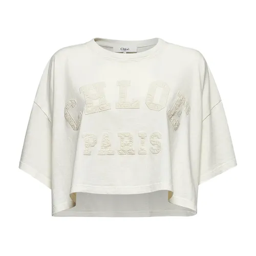 Chloé - Tops > T-Shirts - Beige - Chloé - Modalova