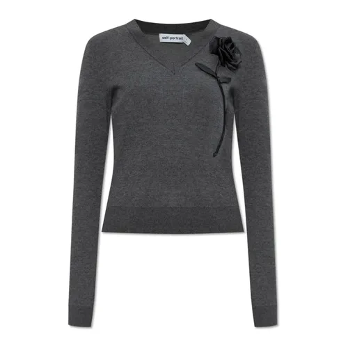 Knitwear > V-neck Knitwear - - Self Portrait - Modalova