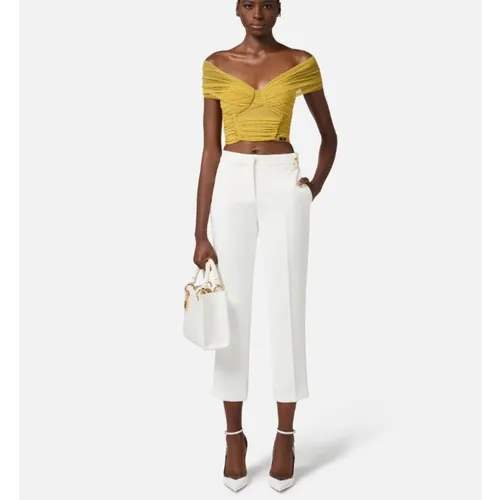 Trousers > Cropped Trousers - - Elisabetta Franchi - Modalova