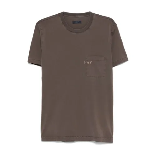 Fay - Tops > T-Shirts - Brown - Fay - Modalova
