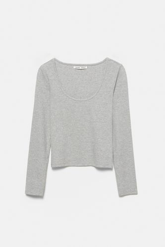 T-Shirt Côtelé Col Rond - Pull&Bear - Modalova
