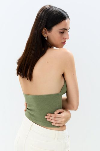Top Vert À Encolure Américaine - Pull&Bear - Modalova