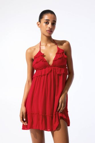 Robe Courte Rouge Volants - Pull&Bear - Modalova