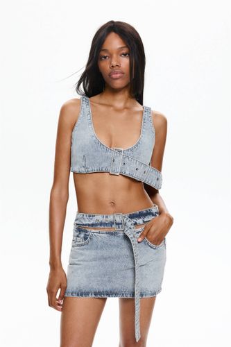Crop Top En Jean À Boucle - Pull&Bear - Modalova