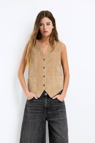 Gilet 100 % Cuir Et Daim - Pull&Bear - Modalova