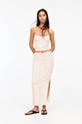 Jupe Midi En Dentelle À Fleurs - Pull&Bear - Modalova
