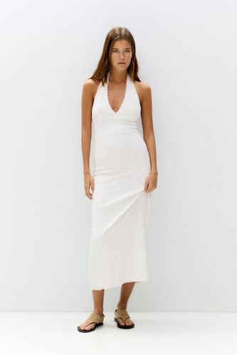 Robe Midi Blanche À Broderie Anglaise - Pull&Bear - Modalova