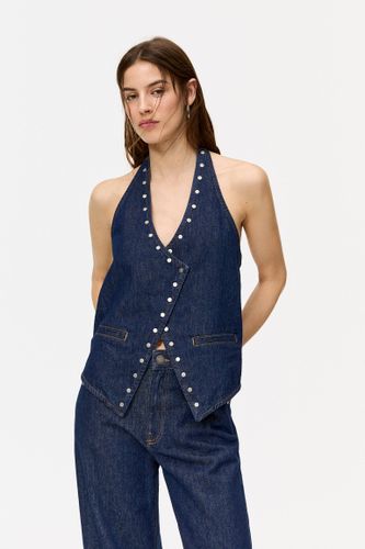 Gilet Denim Cache-Cœur Sans Manches À Clous - Pull&Bear - Modalova
