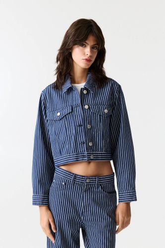 Veste Denim Oversize À Rayures - Pull&Bear - Modalova