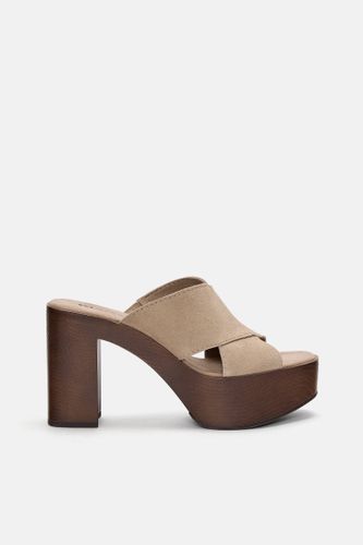 Sandales À Talon Plateforme En Cuir - Pull&Bear - Modalova