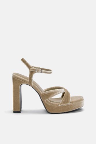 Sandales À Talon Plateforme En Velours - Pull&Bear - Modalova