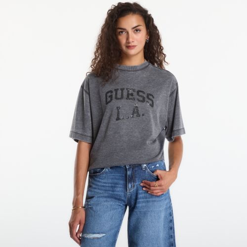 T-shirt Ss Cn Burnout Oversize Tee L - Guess Jeans - Modalova