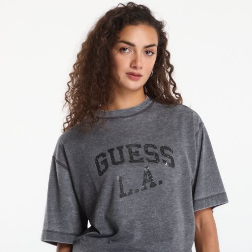 T-shirt Ss Cn Burnout Oversize Tee L - Guess Jeans - Modalova