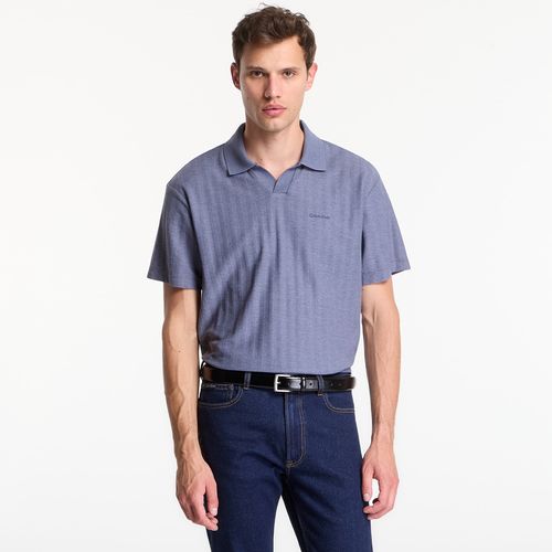 T-shirt Ss Easy Vertical Stripe Textured Polo L - Calvin Klein - Modalova