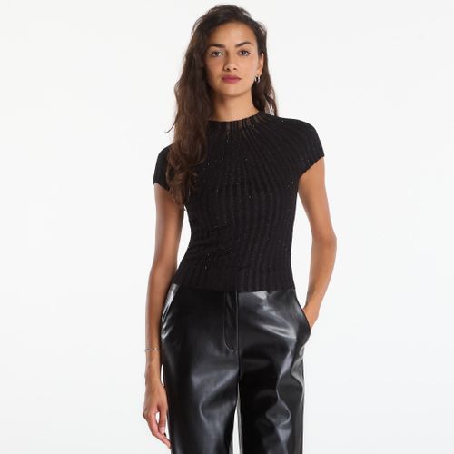 T-shirt Ss Sheer Yoke Cn Perilla Ribbed Tee / L - GUESS - Modalova