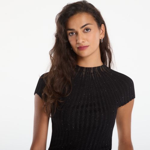 T-shirt Ss Sheer Yoke Cn Perilla Ribbed Tee / L - GUESS - Modalova