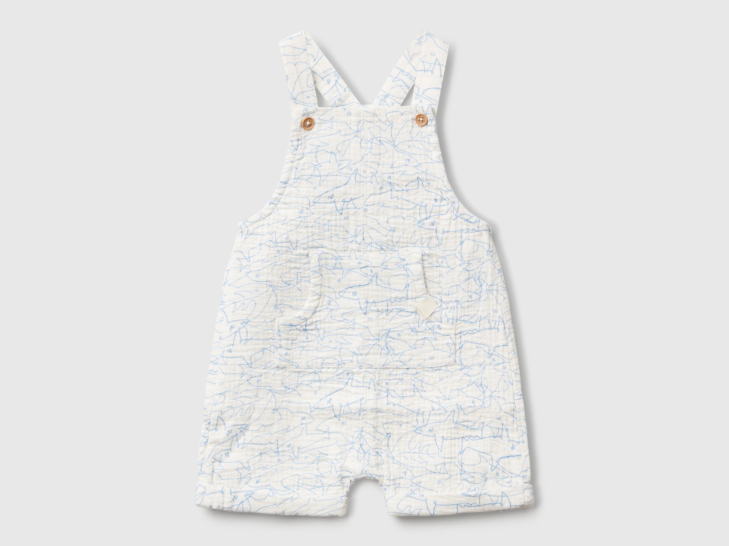Benetton, Salopette Imprimé Requin, taille 1-3, Crème, Enfants - United Colors of Benetton - Modalova