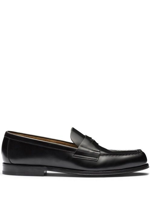 Mocassins en cuir à plaque logo - Prada - Modalova