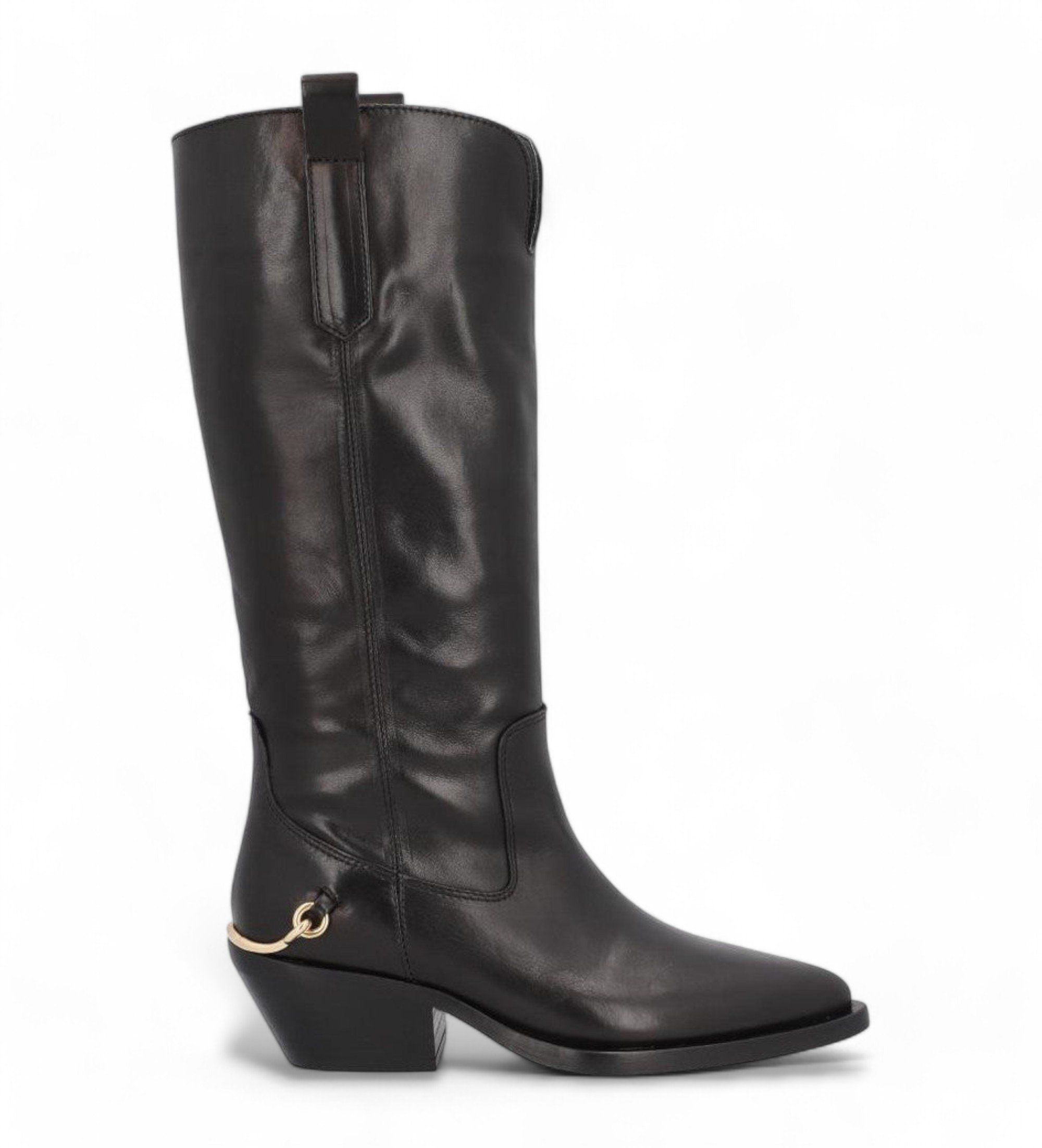 Til kvinder. 524917 Læderstøvler med metaldetalje (37), 1-3 cm, 5-8 cm, Ingen, Casual - Alpe - Modalova