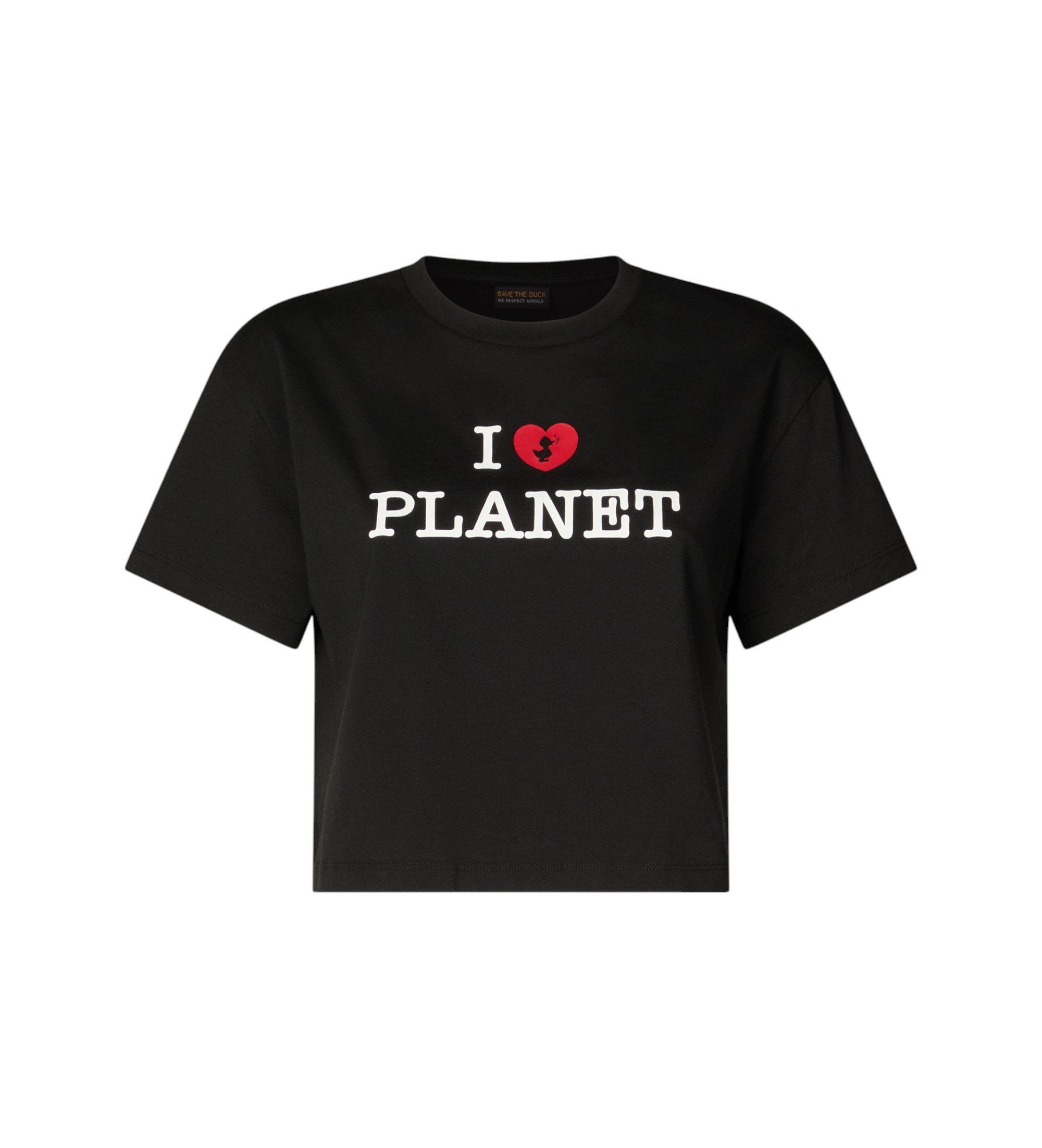 Til kvinder. DT2228W-BESY20 I Love Planet T-shirt (L), Casual, Bomuld, Korte ærmer - Save The Duck - Modalova