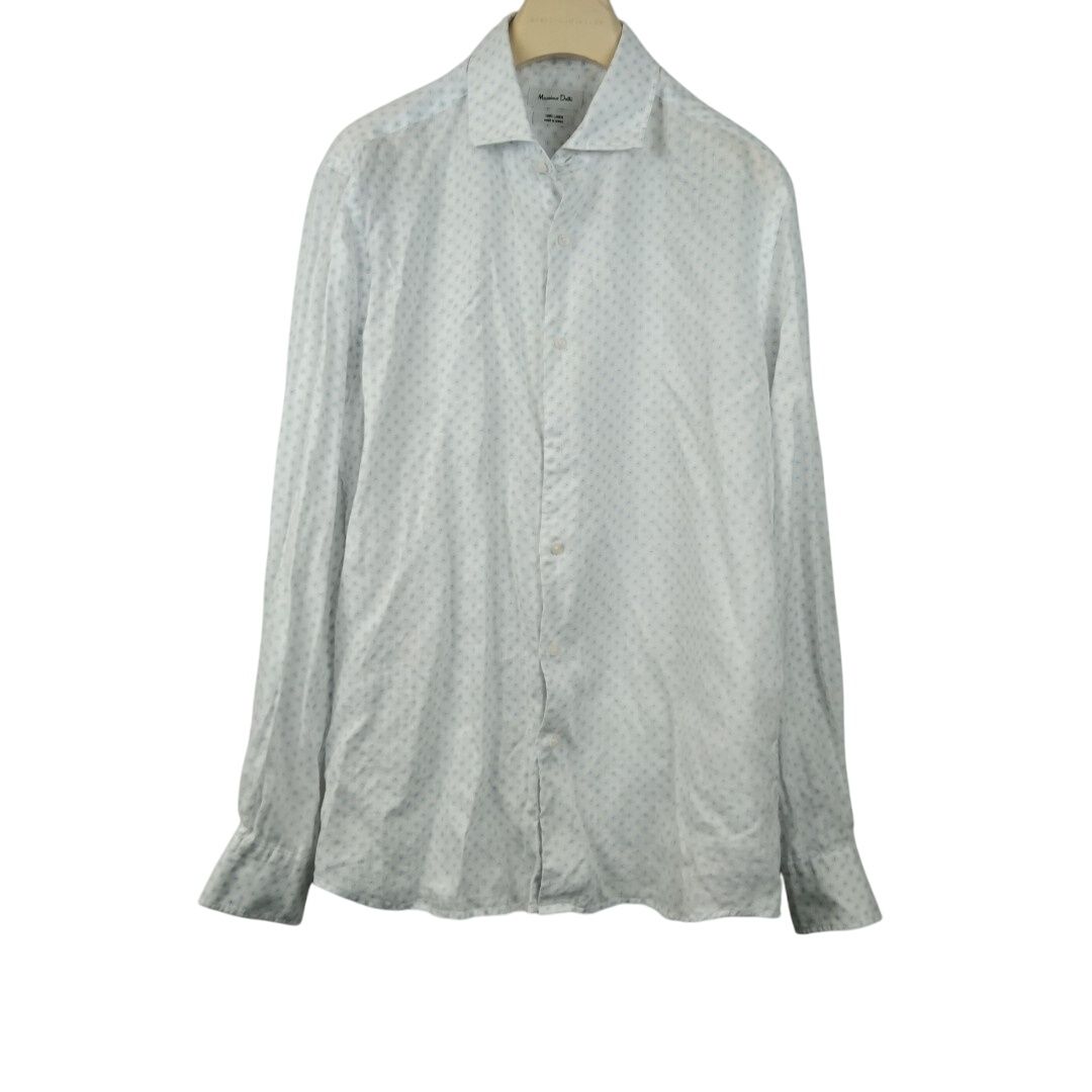 Chemise blanche  motifs 100% lin - Taille L - massimo dutti - Modalova