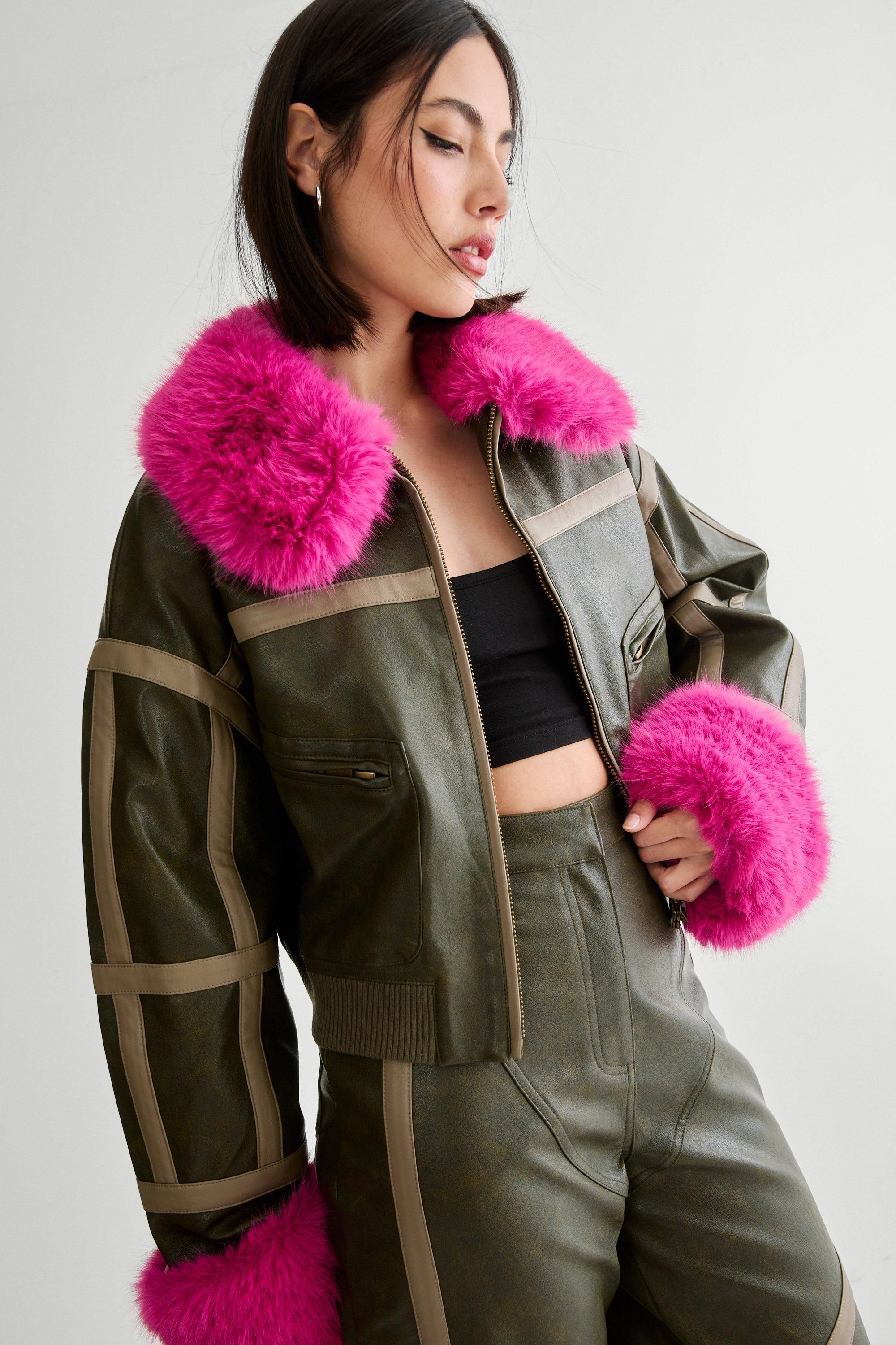 Seam Detail Distressed Pu Bomber - S - Nasty Gal - Modalova