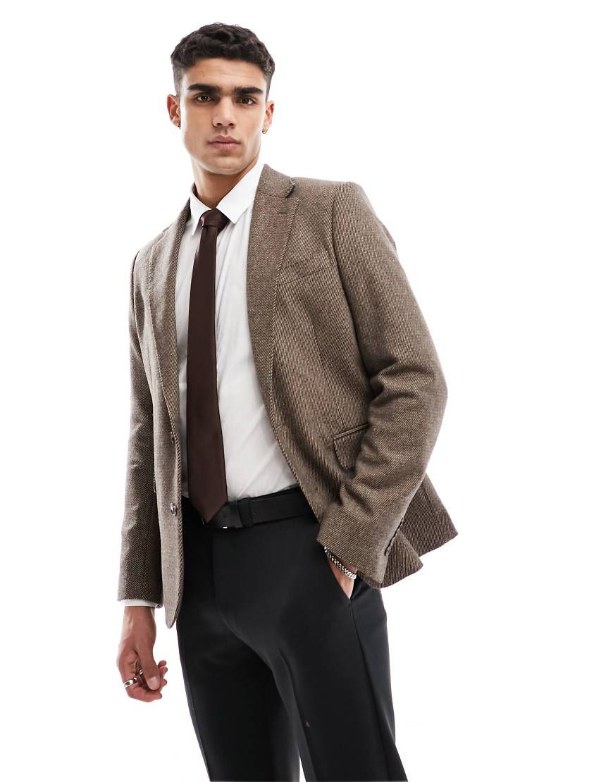 Veste de costume ajustée en tweed - Marron - Gianni Feraud - Modalova