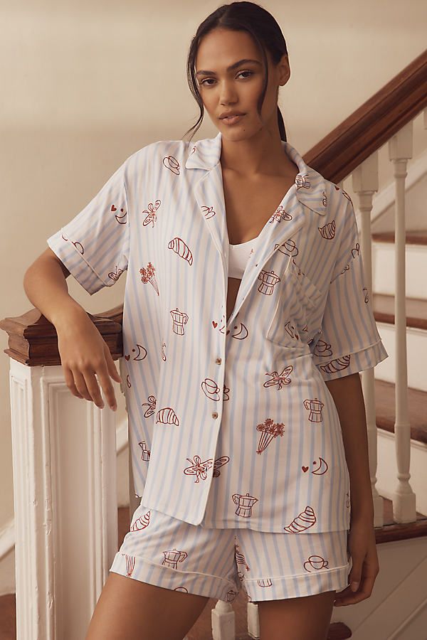 La Chemise de Pyjama Briar à Passepoil: Édition Manches Courtes par taille: L - By Anthropologie - Modalova