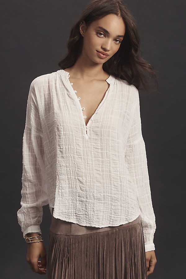 Chemisier texturé à manches longues en taille: S chez Anthropologie - Cloth & Stone - Modalova