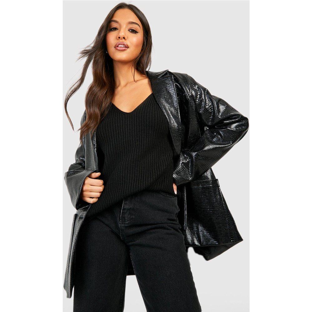 Pull À Col V - Noir - S, Noir - boohoo - Modalova