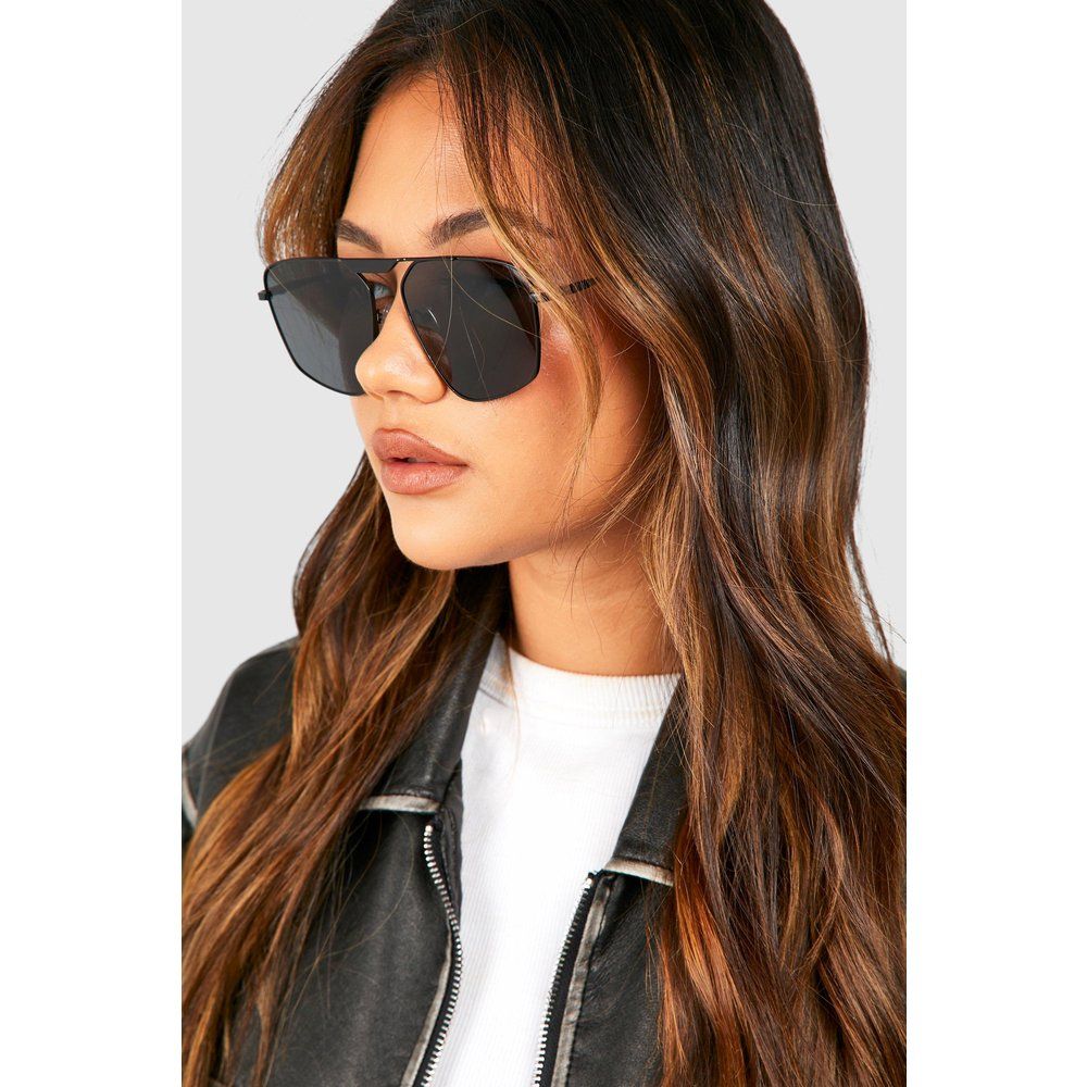 Lunettes De Soleil Aviateur Carrées - One Size - boohoo - Modalova