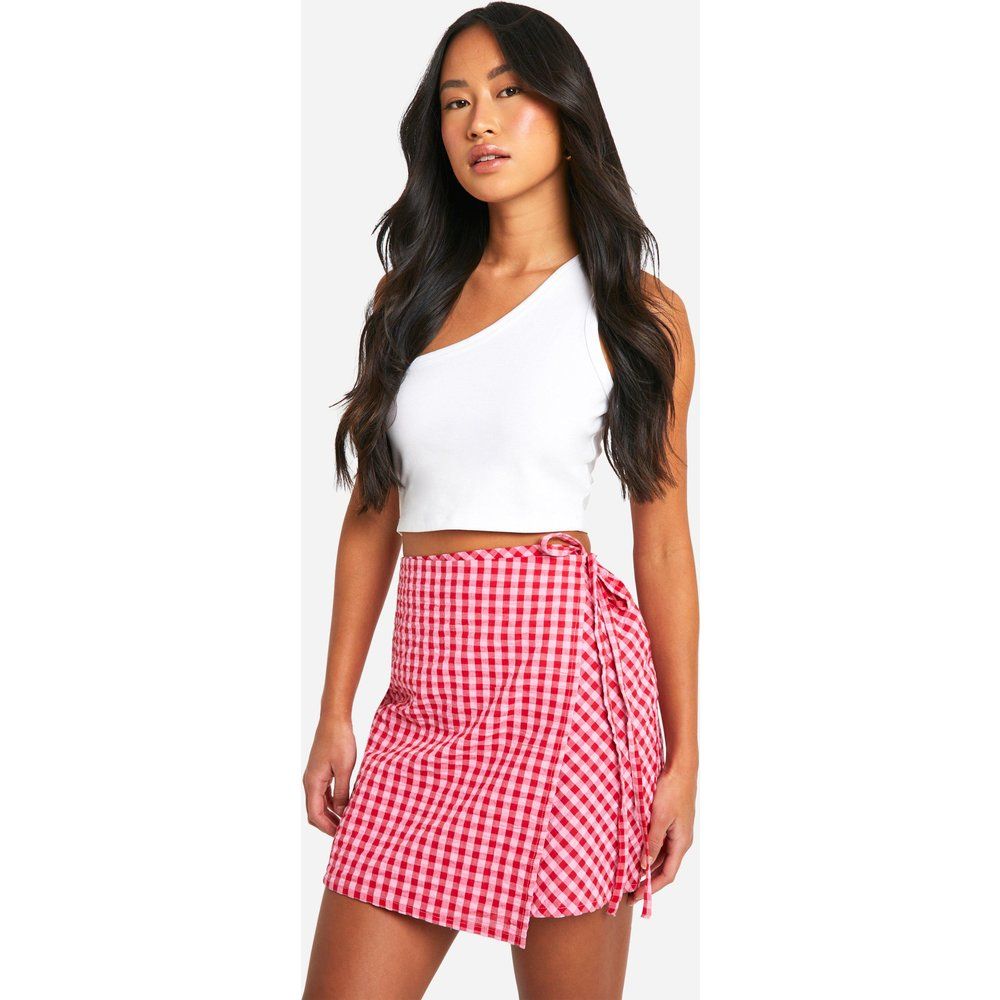 Jupe-Short Portefeuille À Imprimé Vichy - 34 - boohoo - Modalova