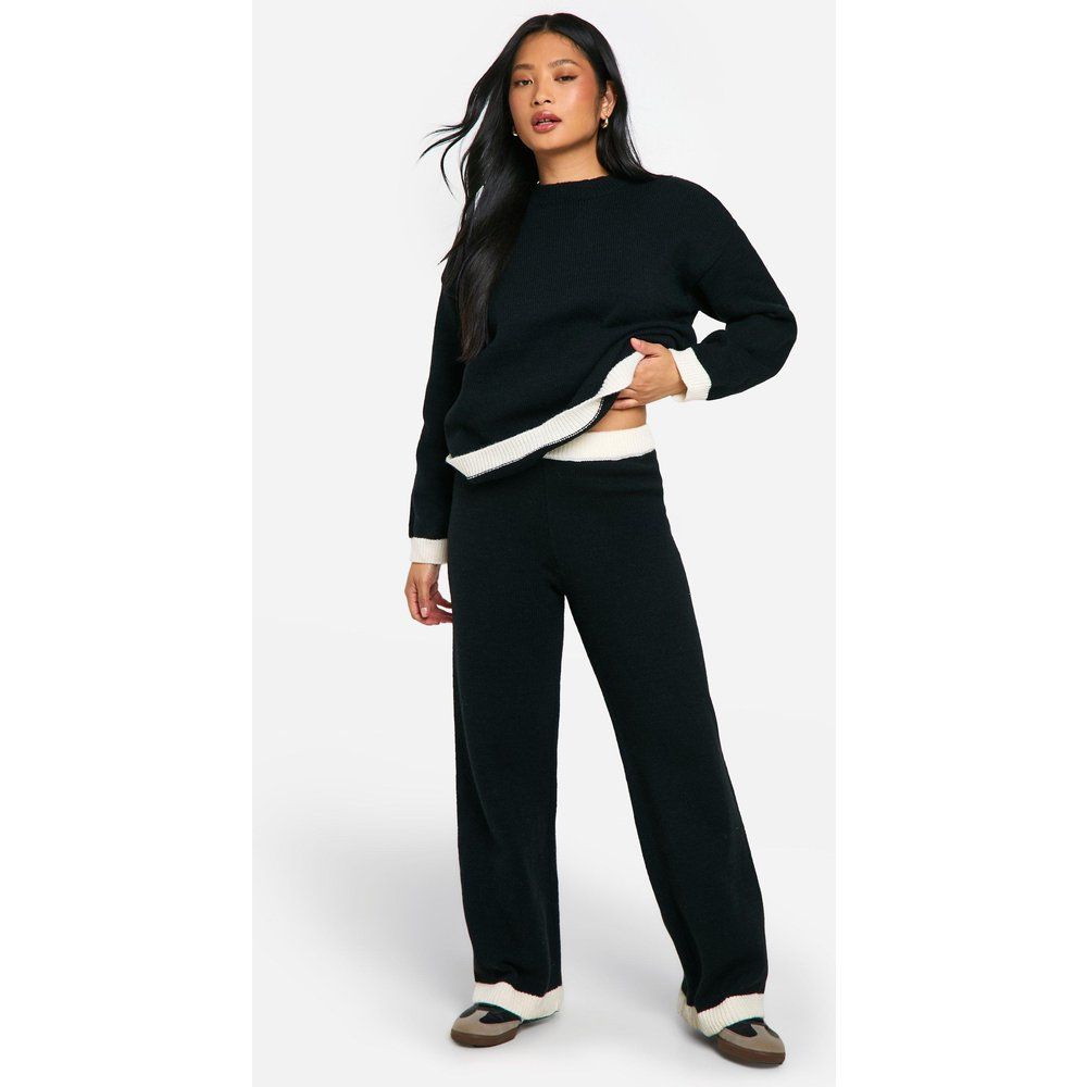 Petite" - Ensemble En Maille Contrastante Avec Pull Et Pantalon - S - boohoo - Modalova