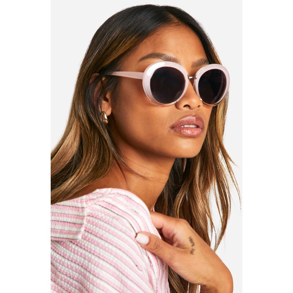 Lunettes De Soleil Rondes À Imprimé Marbre - One Size - boohoo - Modalova