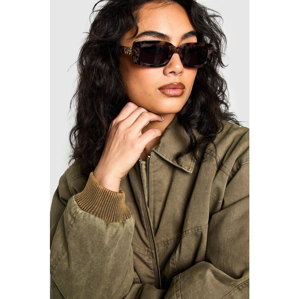 Lunettes De Soleil Écaille De Tortue À Détail Chaîne - One Size - boohoo - Modalova