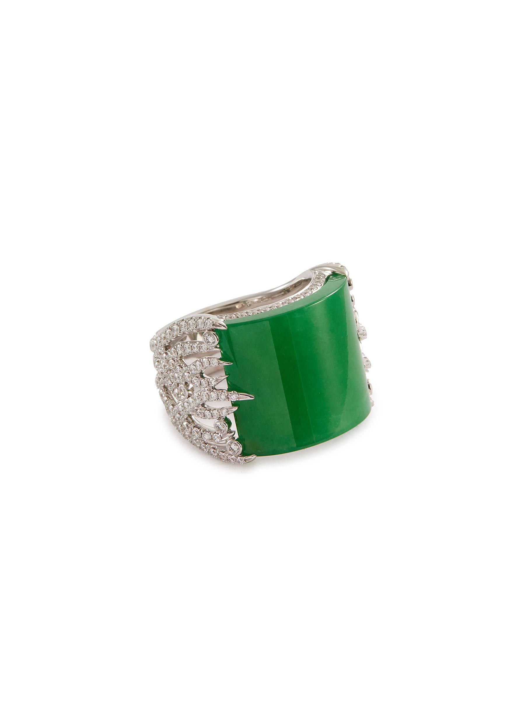 Diamond jadeite 18k white gold ring - SAMUEL KUNG - Modalova