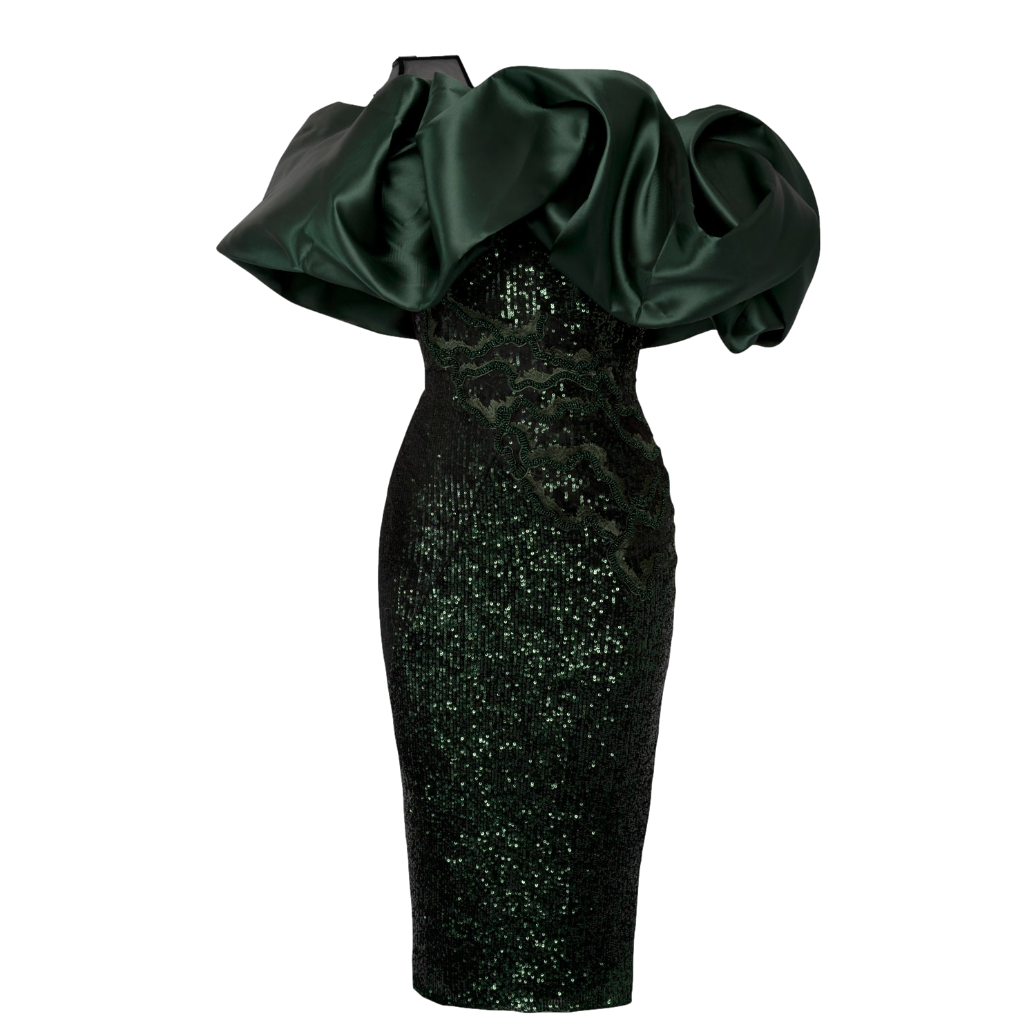 Structured Puffed Off The Shoulder Dress In Green - ANITABEL - Modalova