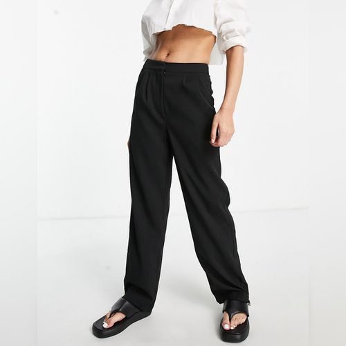 Topshop - Pantalon de yoga coupe droite avec revers à la taille - Noir