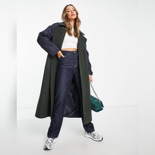 ASOS DESIGN - Manteau habillé brossé en laine mélangée - Vert pastel