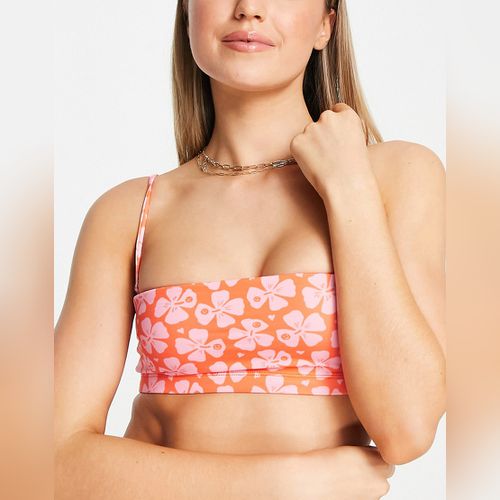 COLLUSION - Haut de bikini bandeau texturé - Jaune fluo