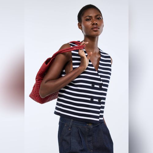 Pull Fin Type Gilet Gris Clair Monoprix - Taille 36, Motif Pois - Valeur 35€ - Neuf Avec étiquette