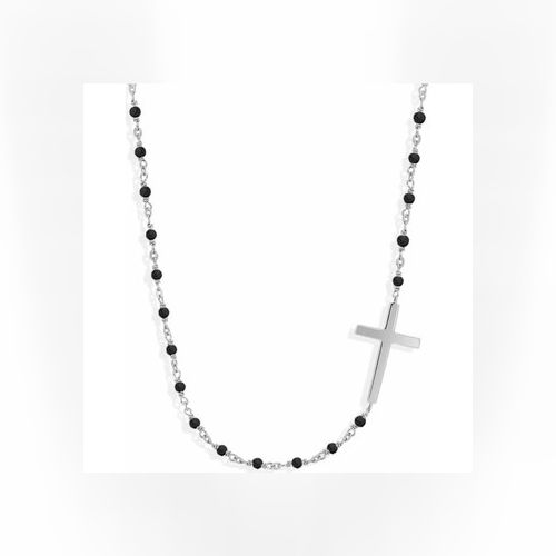 Fine Chaîne en Argent 925 Avec Pendentif Croix Or Chaine Boules Collier Rosario